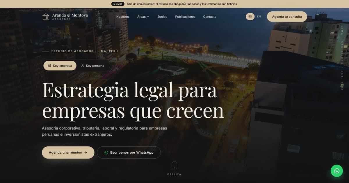 Aranda & Montoya — Web Corporativa Bilingüe para Estudios de Abogados